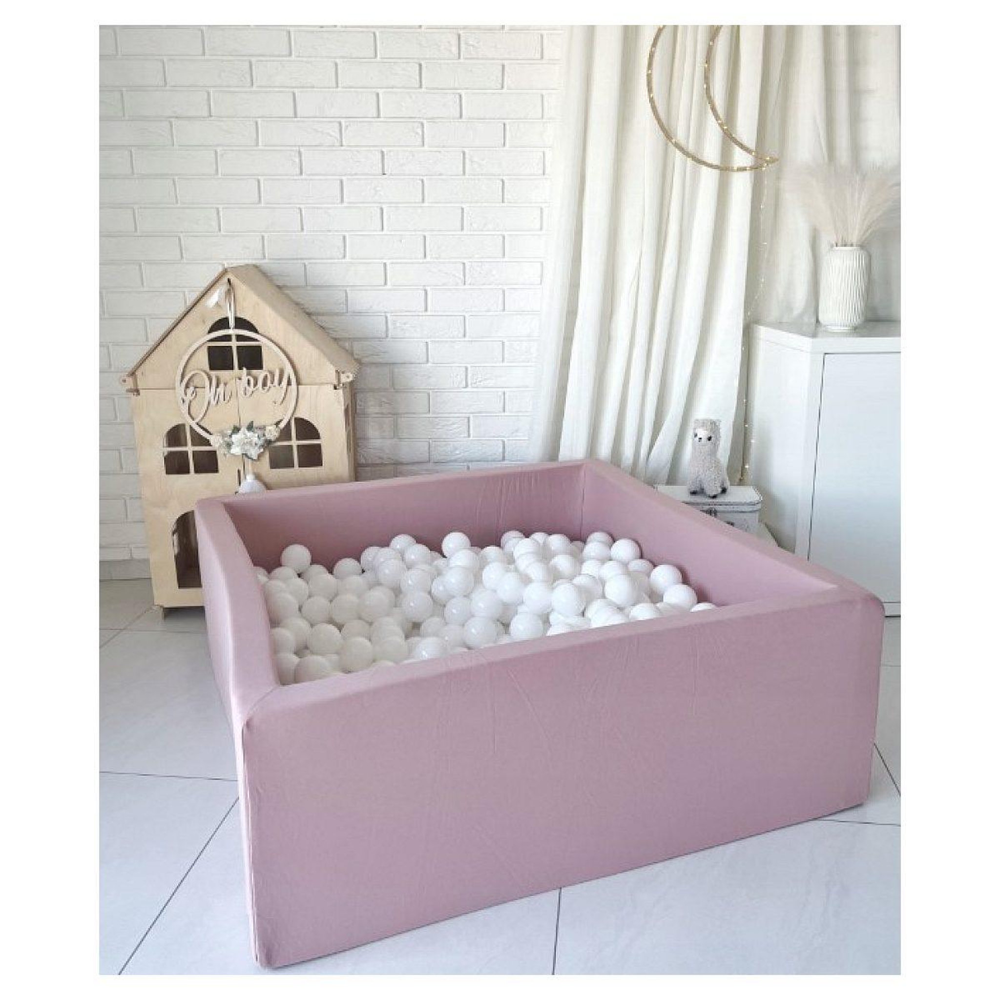 Voir la diapositive 2 : MONIO FOR KIDS Piscine à balles carrée 106cm rose poudré + 400 balles