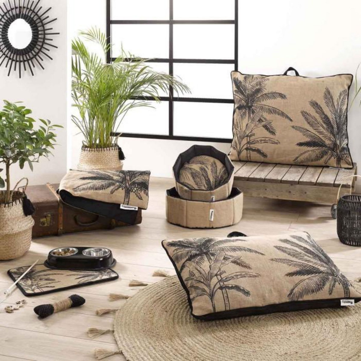 Paris Prix Panier pour Chien & Chat  Bahia  48cm Beige & Noir