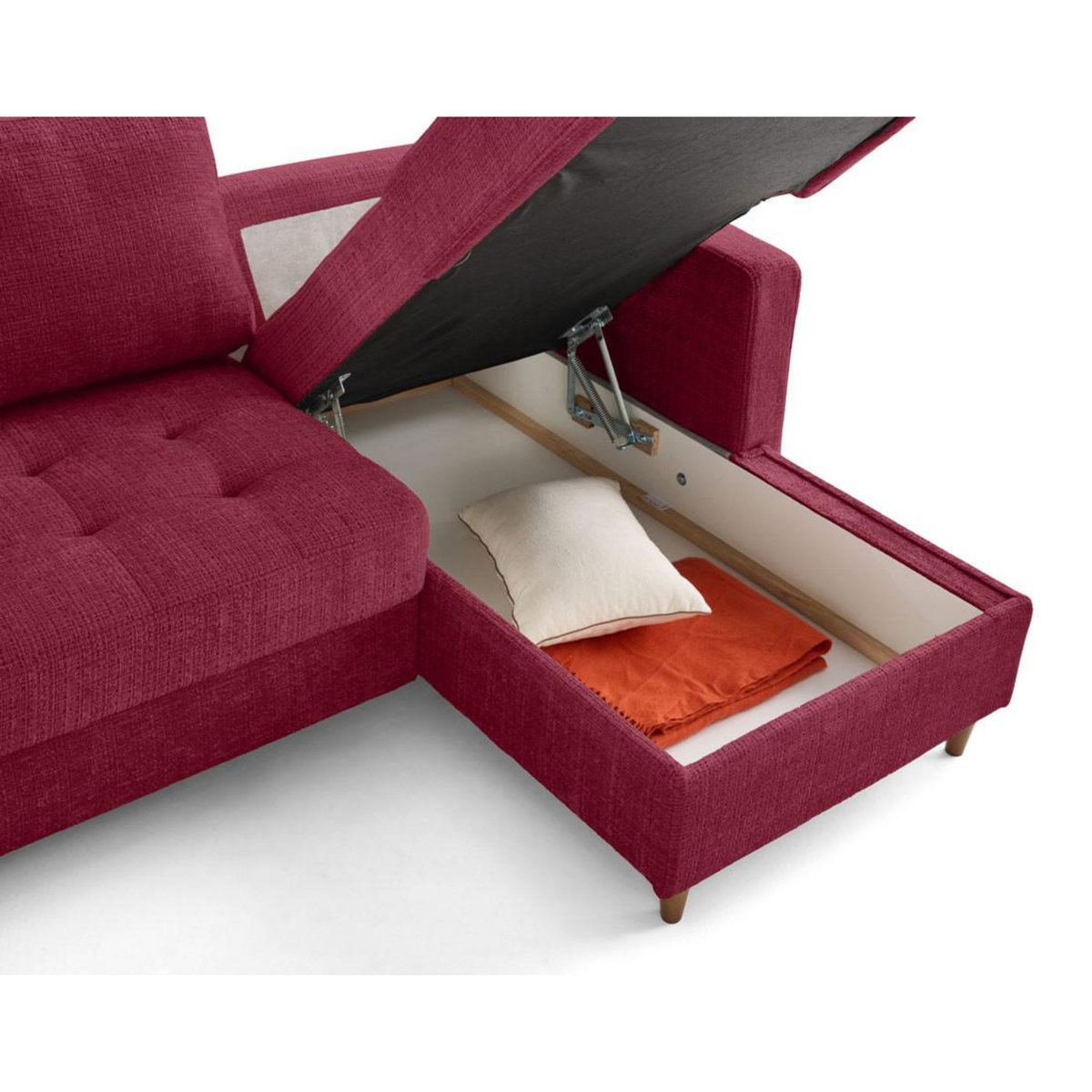 LISA DESIGN Anna - canapé panoramique d'angle gauche 7 places convertible avec coffre en velours texturé