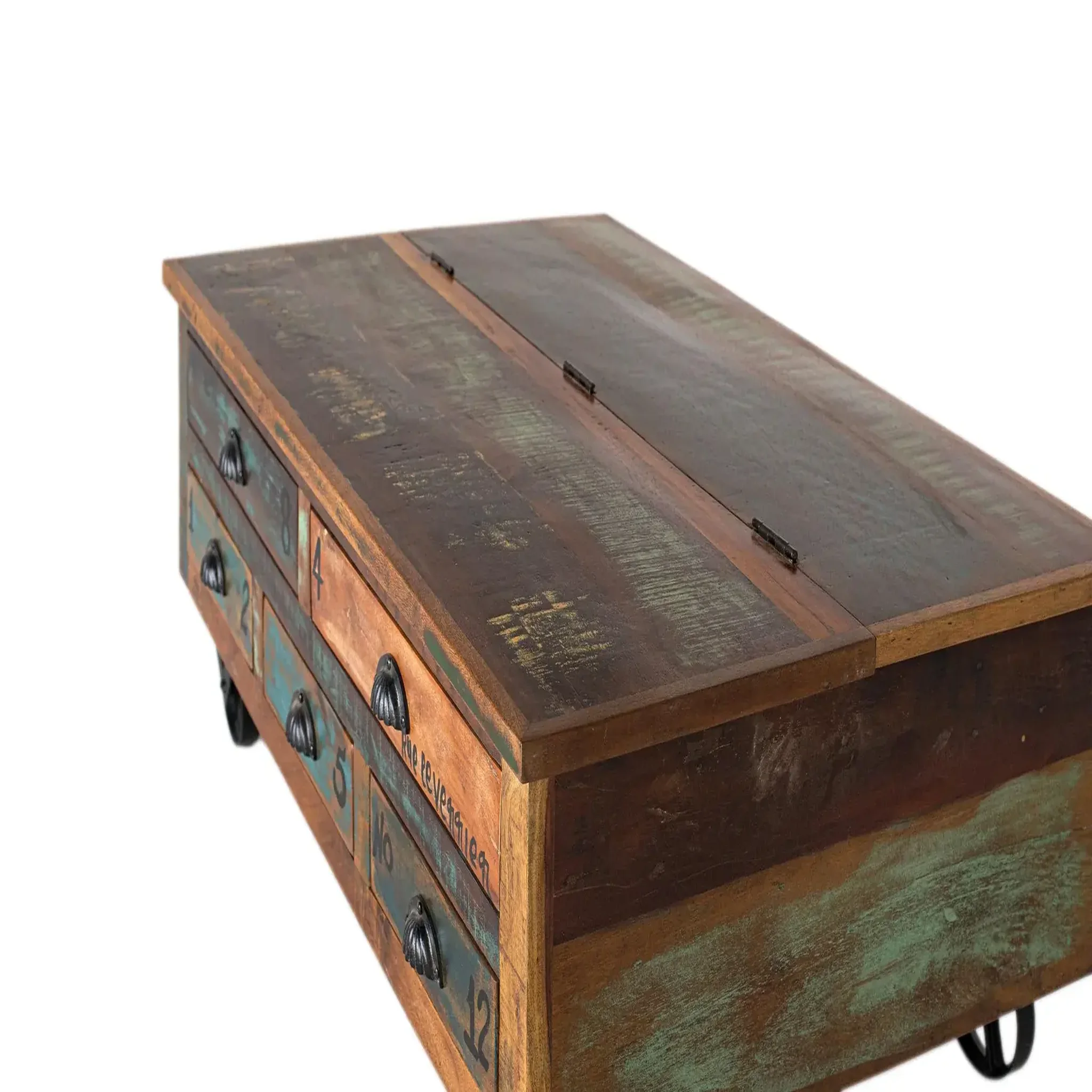 Voir la diapositive 6 : GINER Y COLOMER SL Table basse en bois recyclé 110 cm style vintage moderne