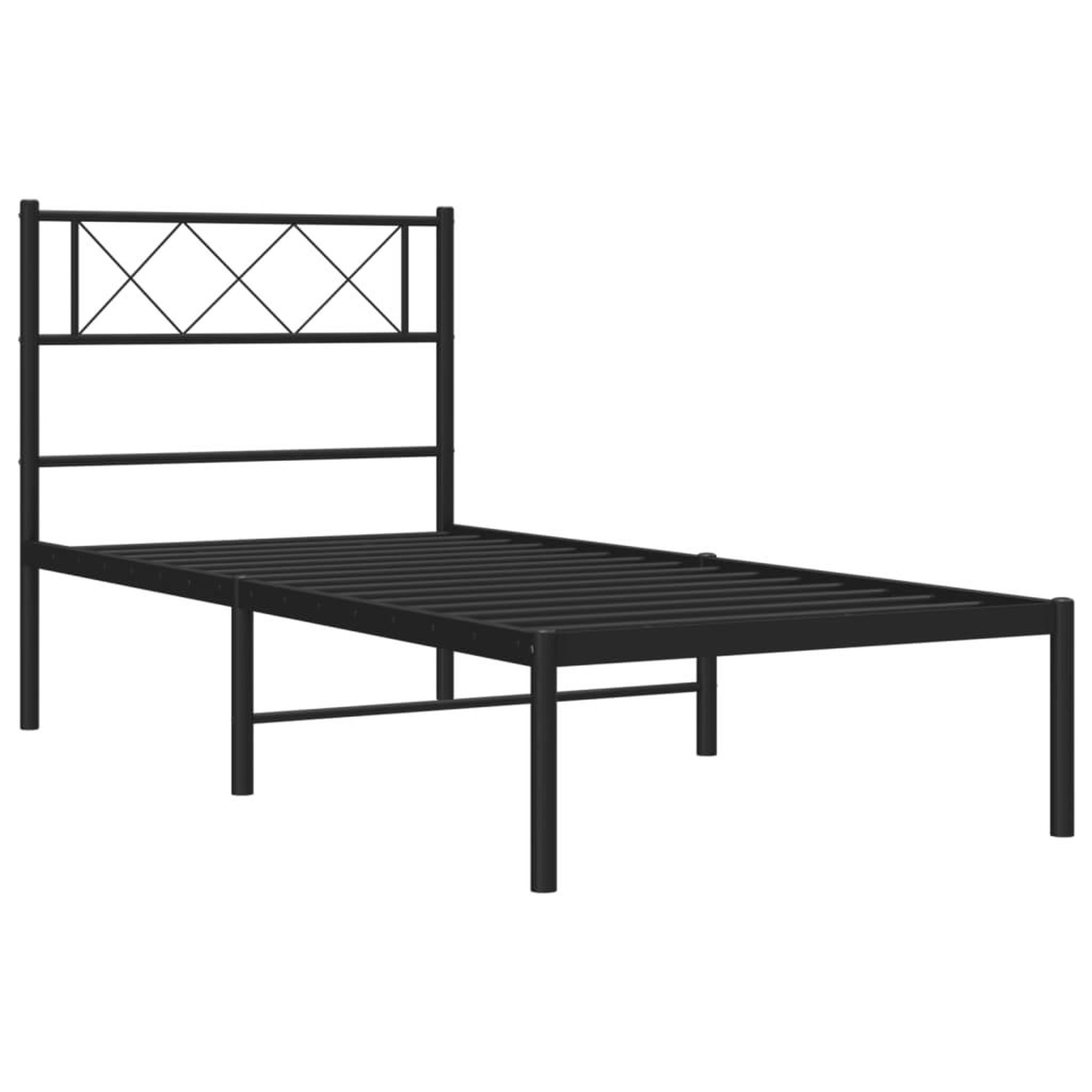 Voir la diapositive 5 : VIDAXL Cadre de lit metal sans matelas avec tete de lit noir 90x200 cm