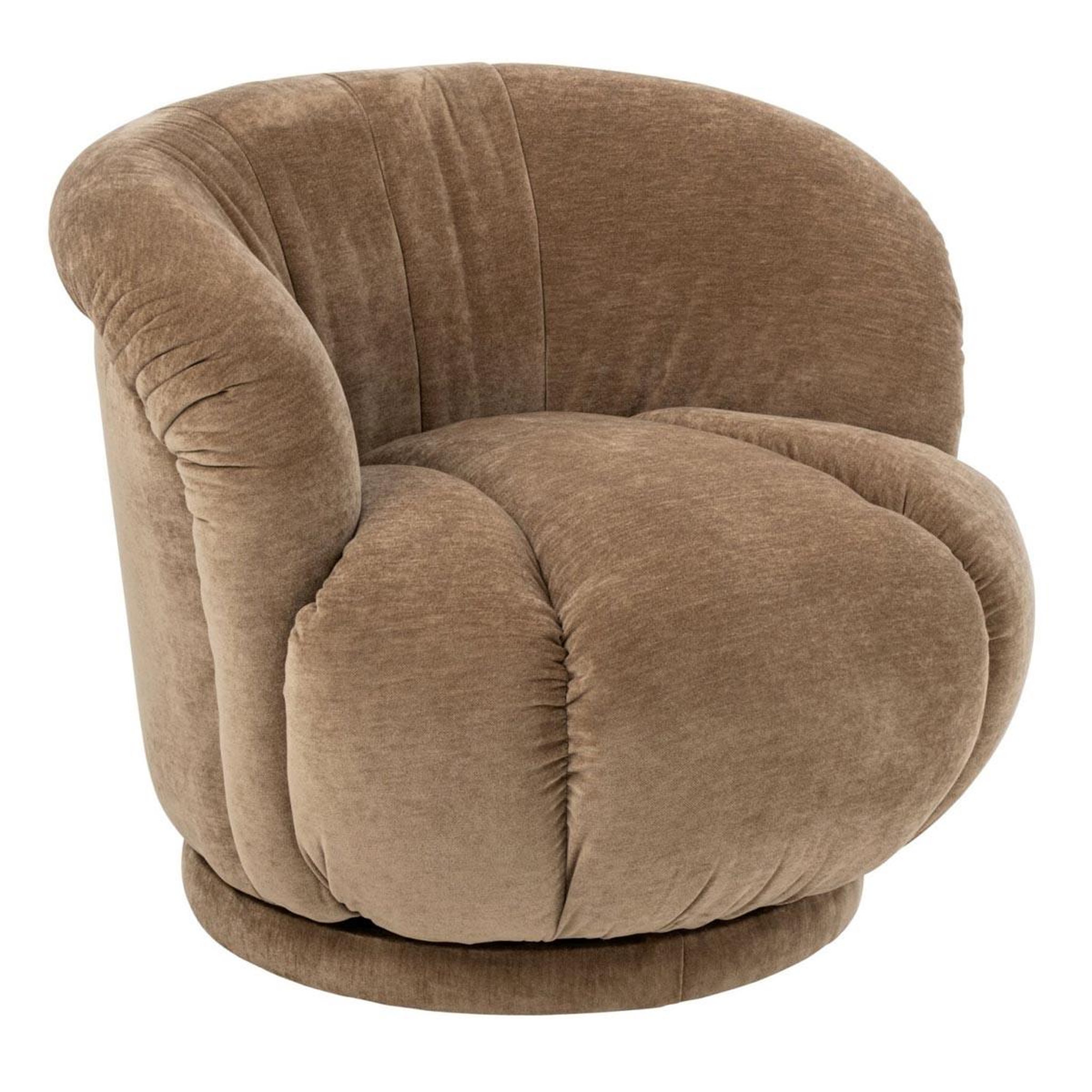 J-LINE Fauteuil pivotant en tissu  macaron  87cm taupe