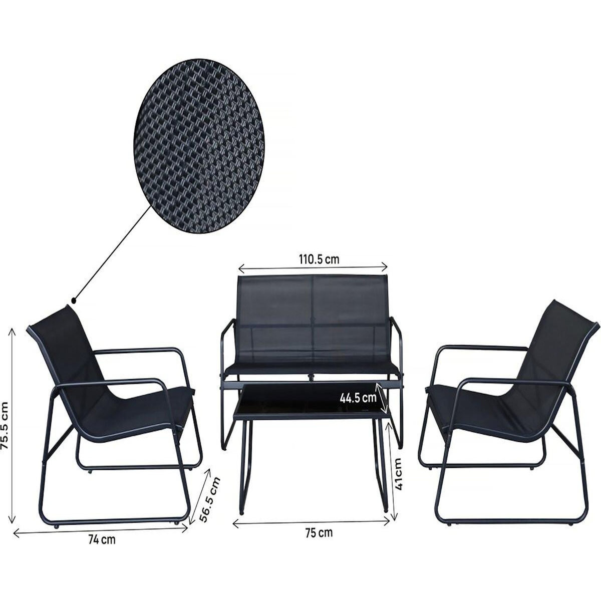 Habitat et Jardin Salon de jardin en métal  Fortaleza  - 4 places - Noir