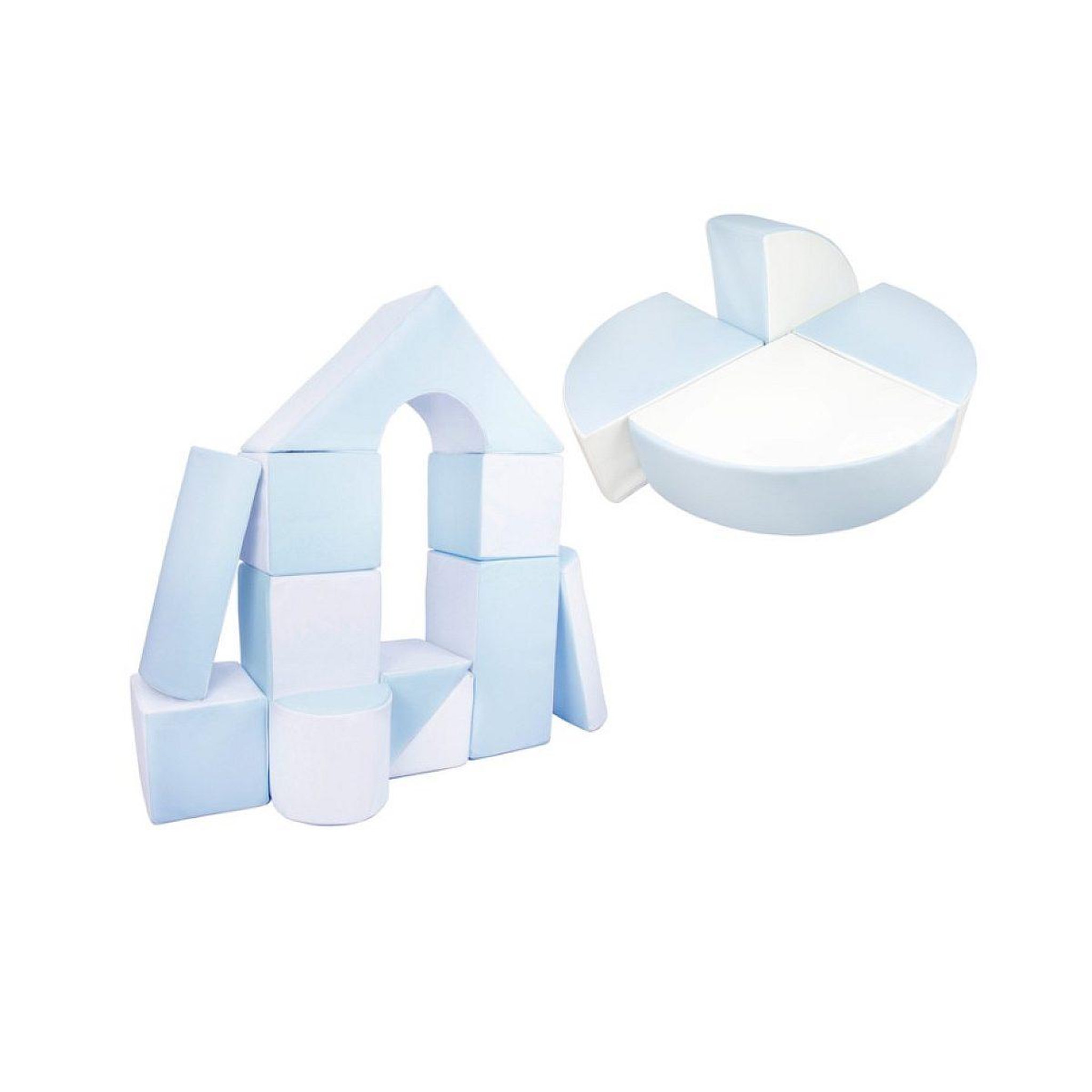 VELINDA Set de 15 blocs en mousse le jeu blanc bleu pastel