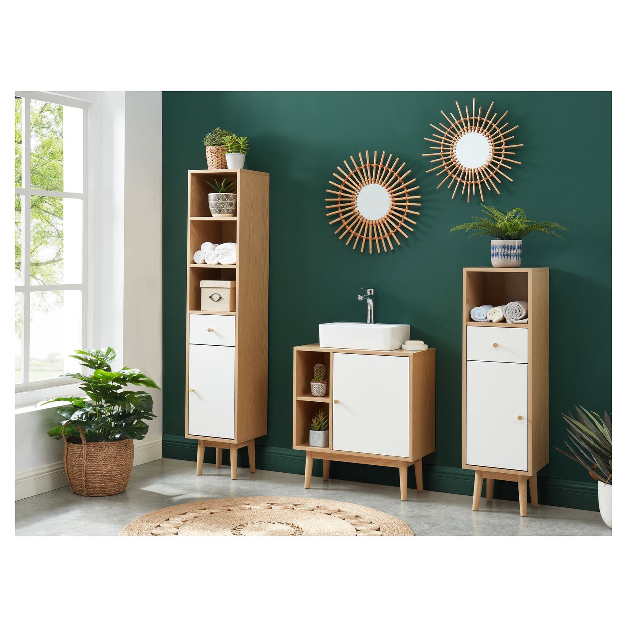 Voir la diapositive 8 : Meuble de salle de bain sous-vasque 2 niches et 1 porte L60cm QUARTEIRA