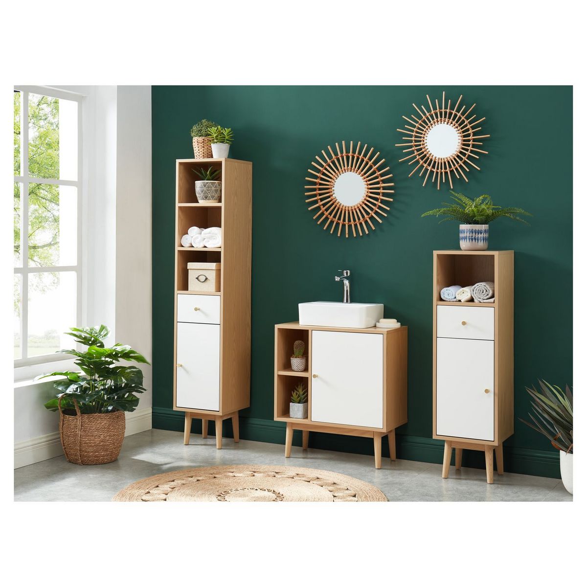 Meuble de salle de bain sous-vasque 2 niches et 1 porte L60cm QUARTEIRA