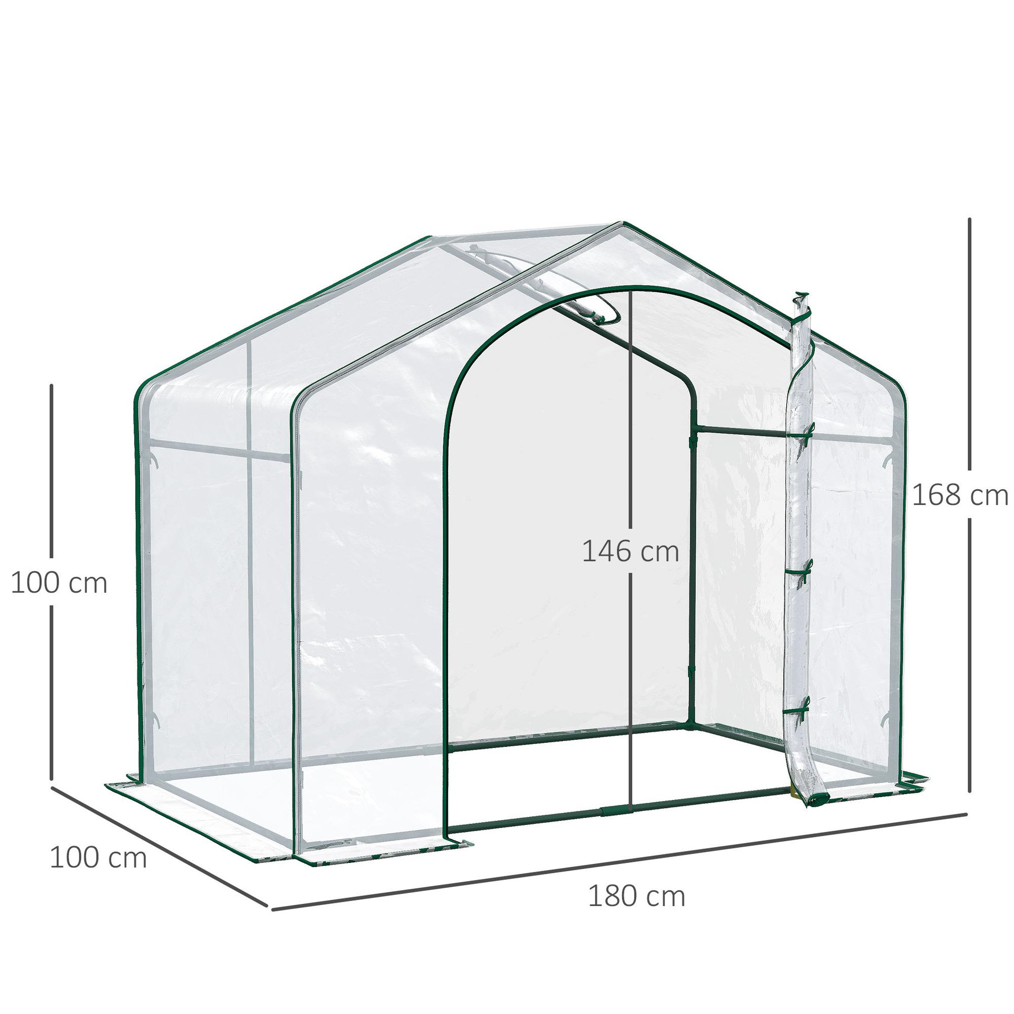 Voir la diapositive 3 : OUTSUNNY Serre de jardin balcon terrasse serre pour tomates 1,8L x 1l x 1,68H m acier PVC imperméable transparent vert