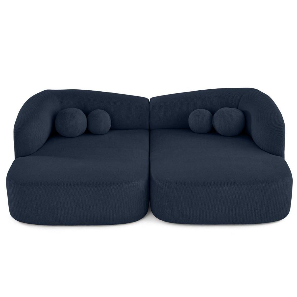 LISA DESIGN Charles - canapé droit 4 places avec double méridienne - assise profonde - en velours texturé