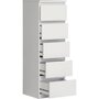 Voir la diapositive 5 : MARKET24 Commode CHELSEA 5 tiroirs - L 41,8 x P 42,2 x H 128,1 cm- Décor blanc mat
