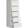 Voir la diapositive 5 : MARKET24 Commode CHELSEA 5 tiroirs - L 41,8 x P 42,2 x H 128,1 cm- Décor blanc mat
