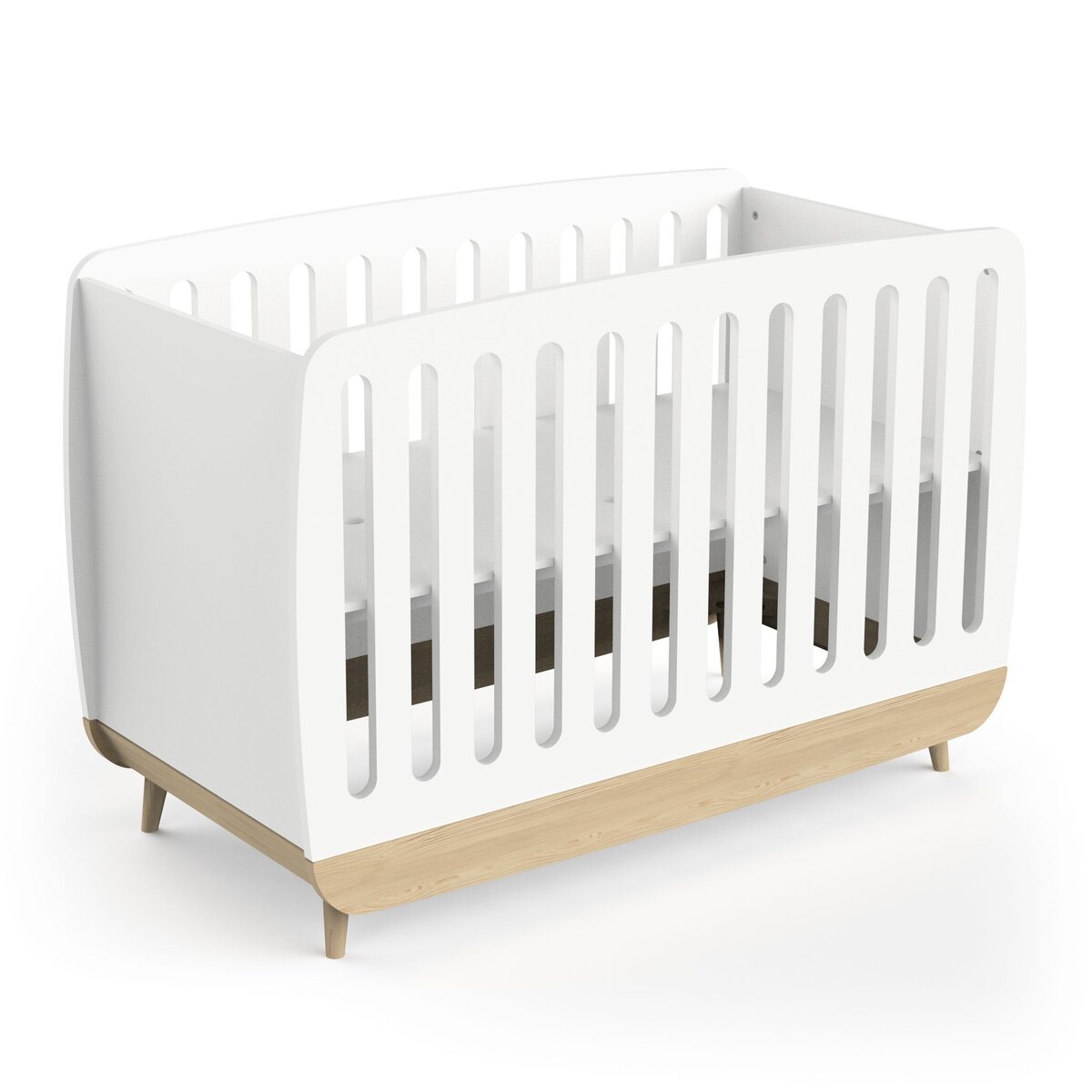 Lit bébé 60x120 cm sommier 3 positions blanc LINIA 