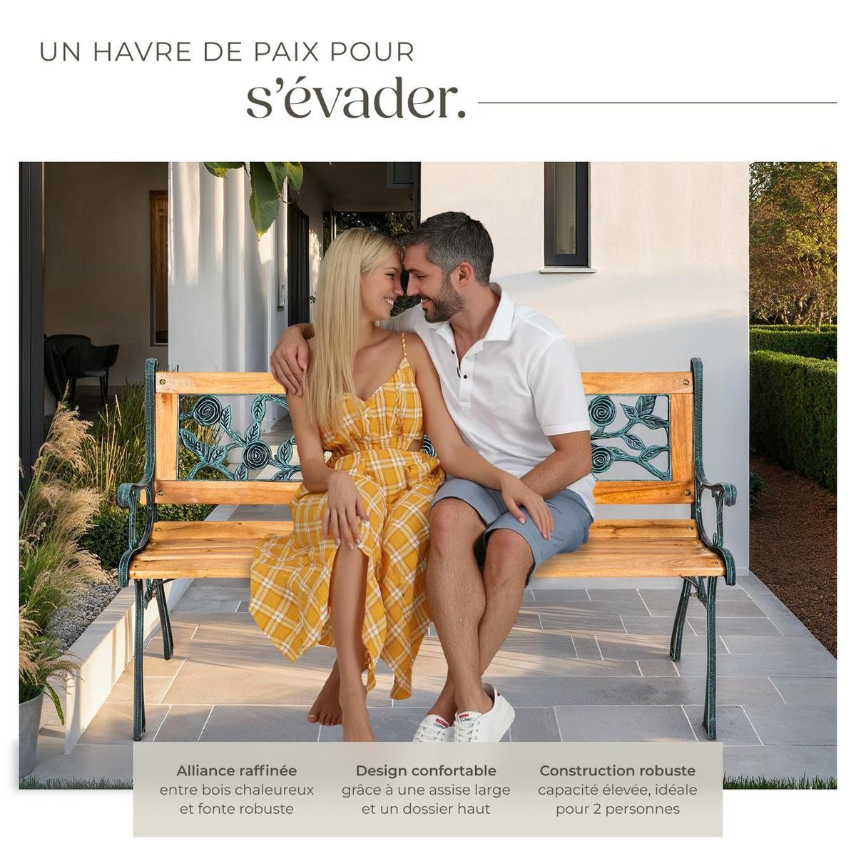 tectake Banc de jardin 2 places