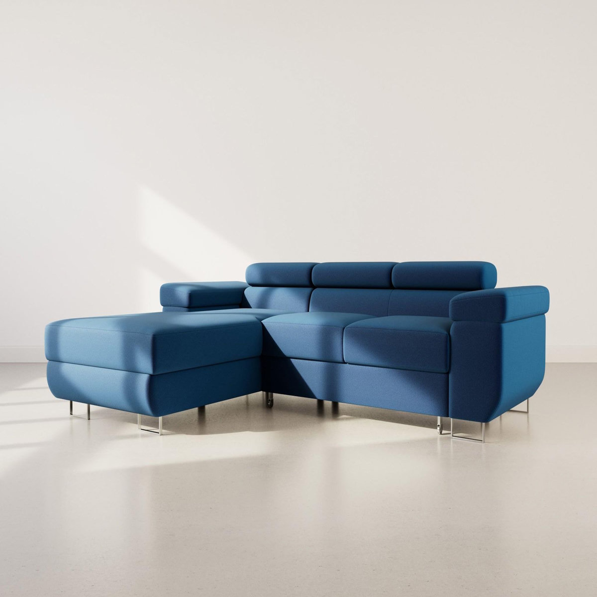 BEST MOBILIER Pablo - canapé d'angle gauche - 6 places - convertible avec coffre et têtières réglables - en velours