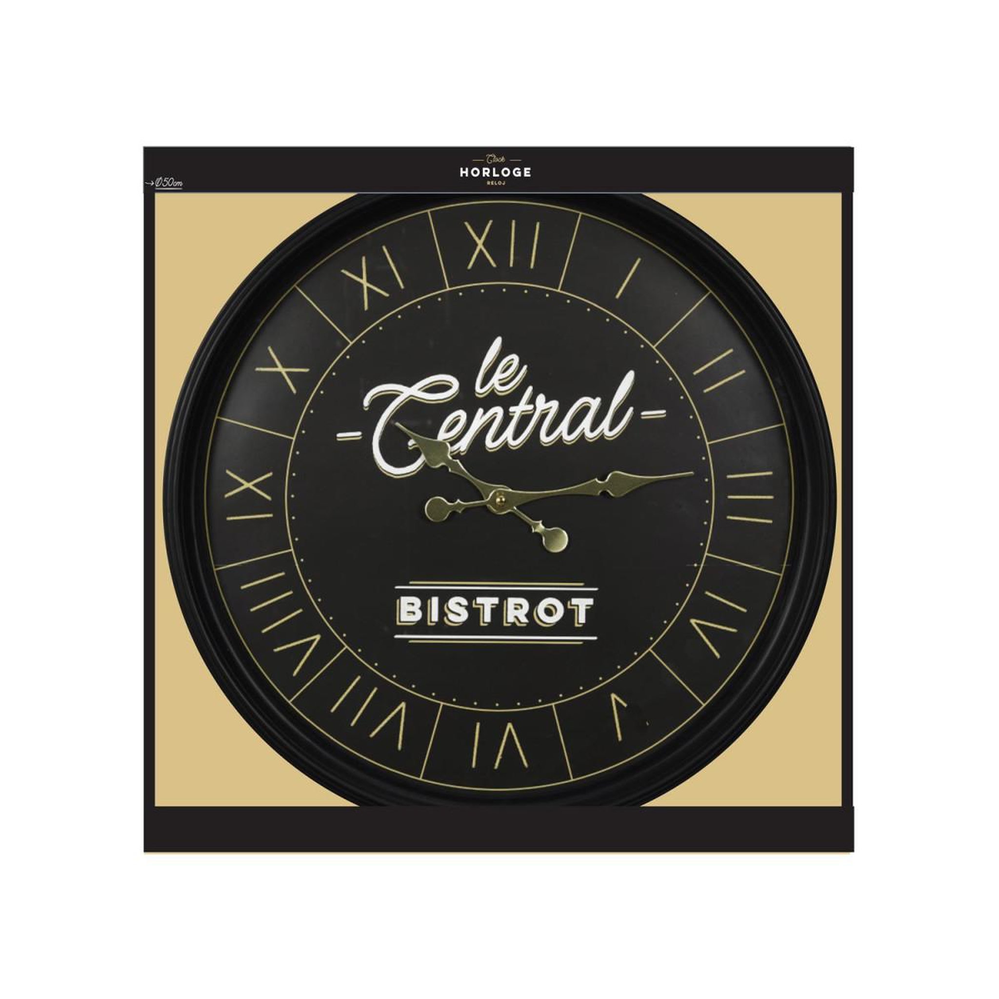 Voir la diapositive 4 : The Home Deco Factory Horloge murale  bistrot  50cm noir