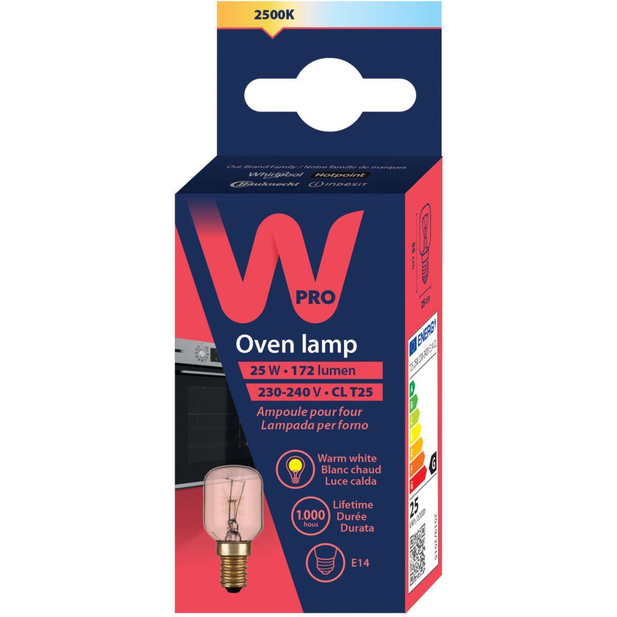 Voir la diapositive 2 : WPRO Ampoule E14 T25 25W 220V