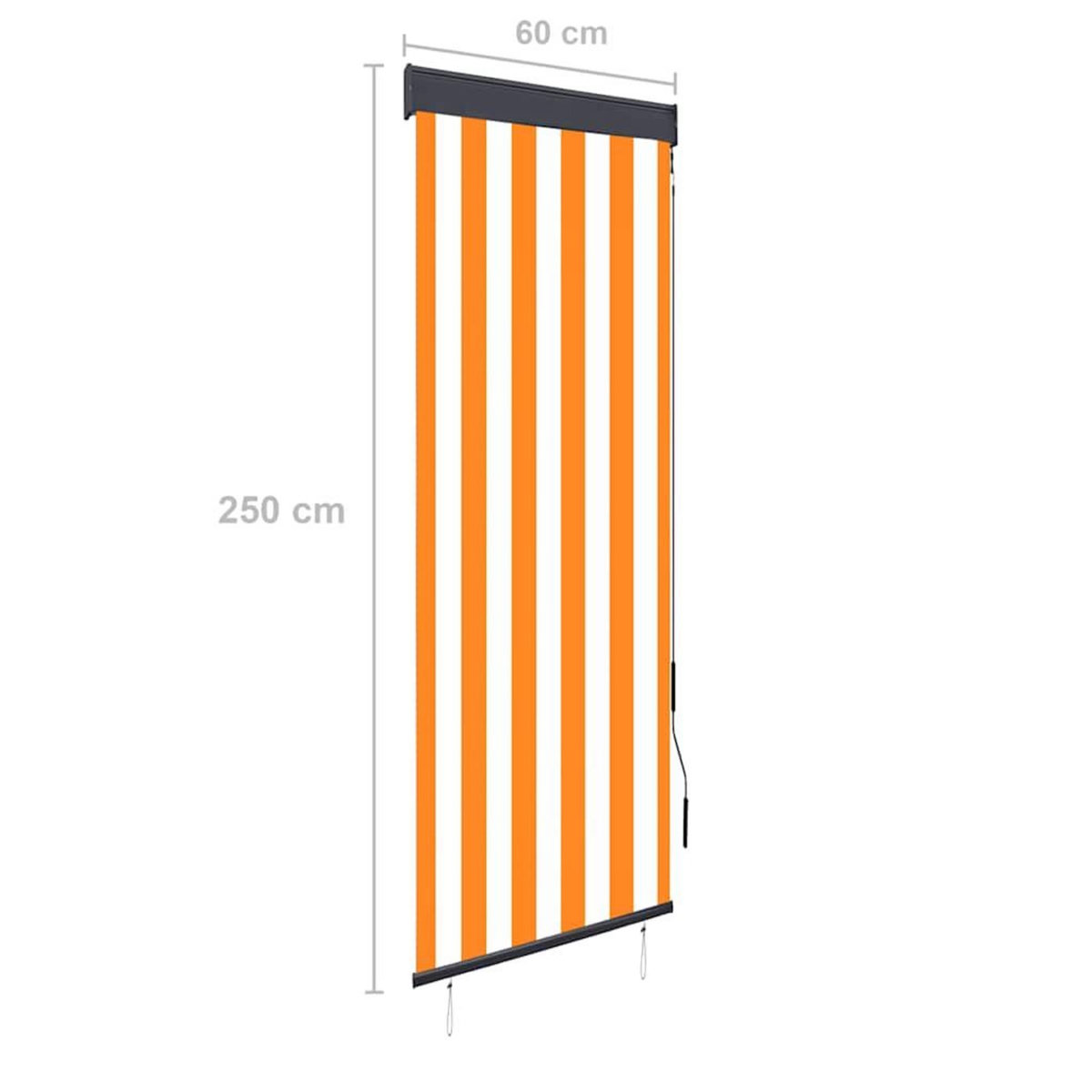 VIDAXL Store roulant d'exterieur 60x250 cm Blanc et orange