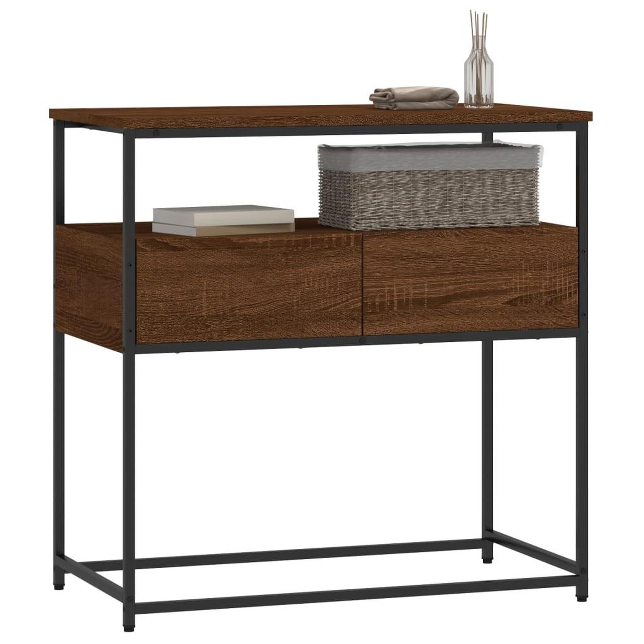 Voir la diapositive 3 : VIDAXL Table console chene marron 75x40x75 cm bois d'ingenierie