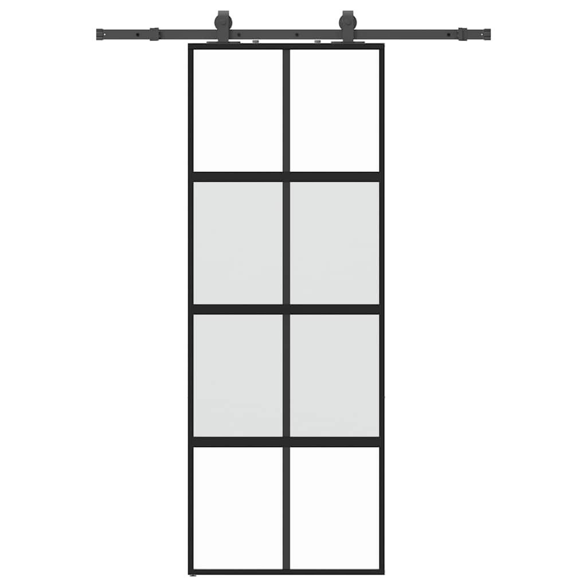 Voir la diapositive 2 : VIDAXL Porte coulissante kit quincaillerie noir 76x205 cm verre trempe