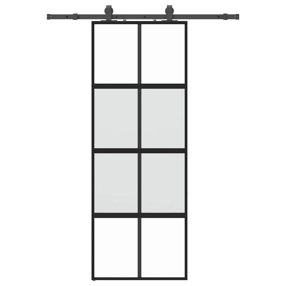 VIDAXL Porte coulissante kit quincaillerie noir 76x205 cm verre trempe