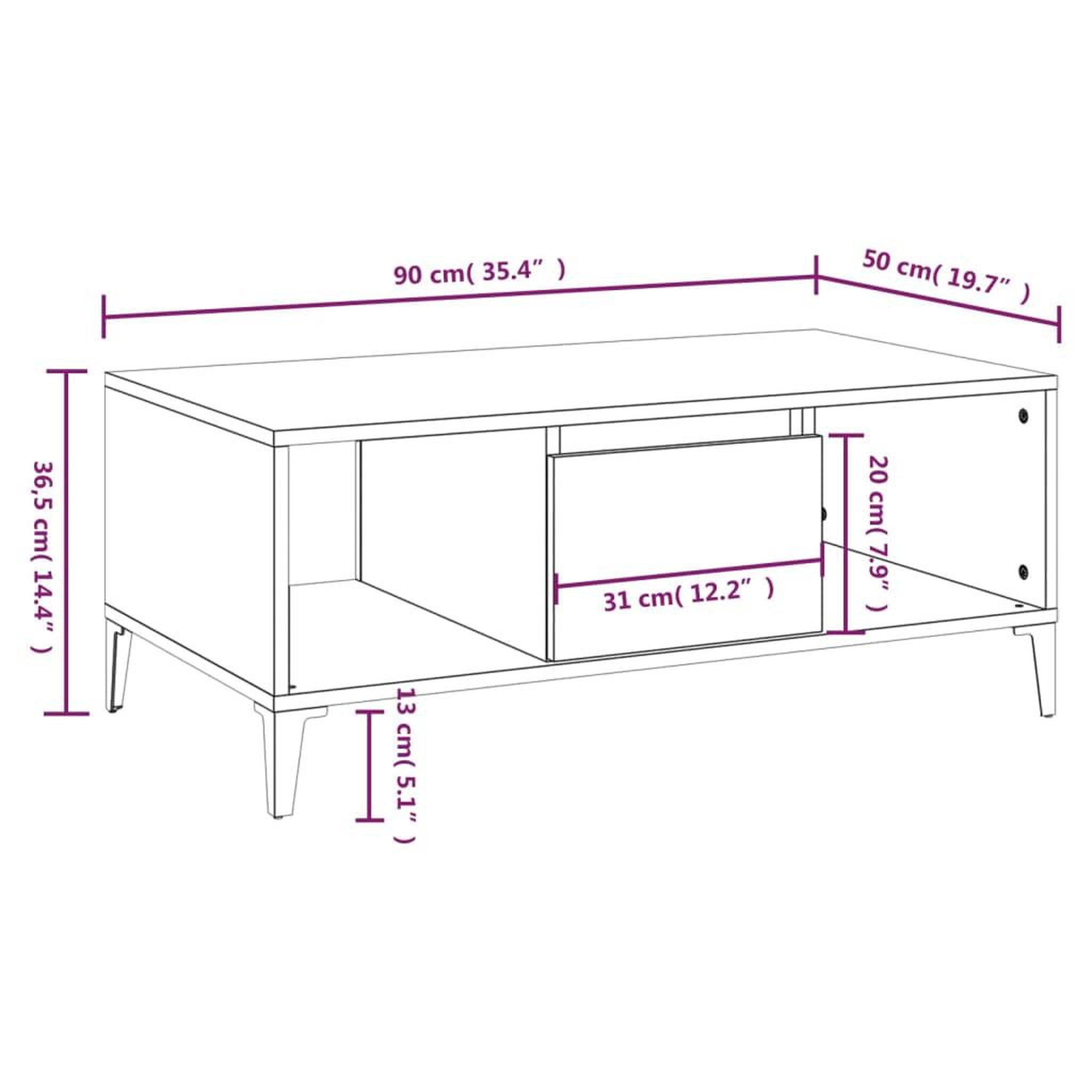 Voir la diapositive 6 : VIDAXL Table basse Chene marron 90x50x36,5 cm Bois d'ingenierie