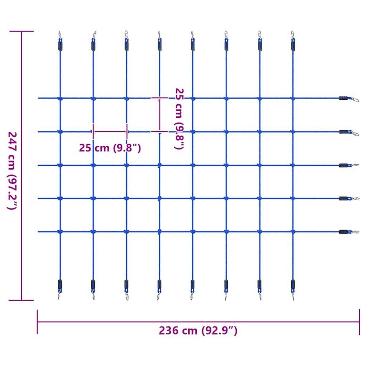 VIDAXL Filet d'escalade 200x150 cm Bleu