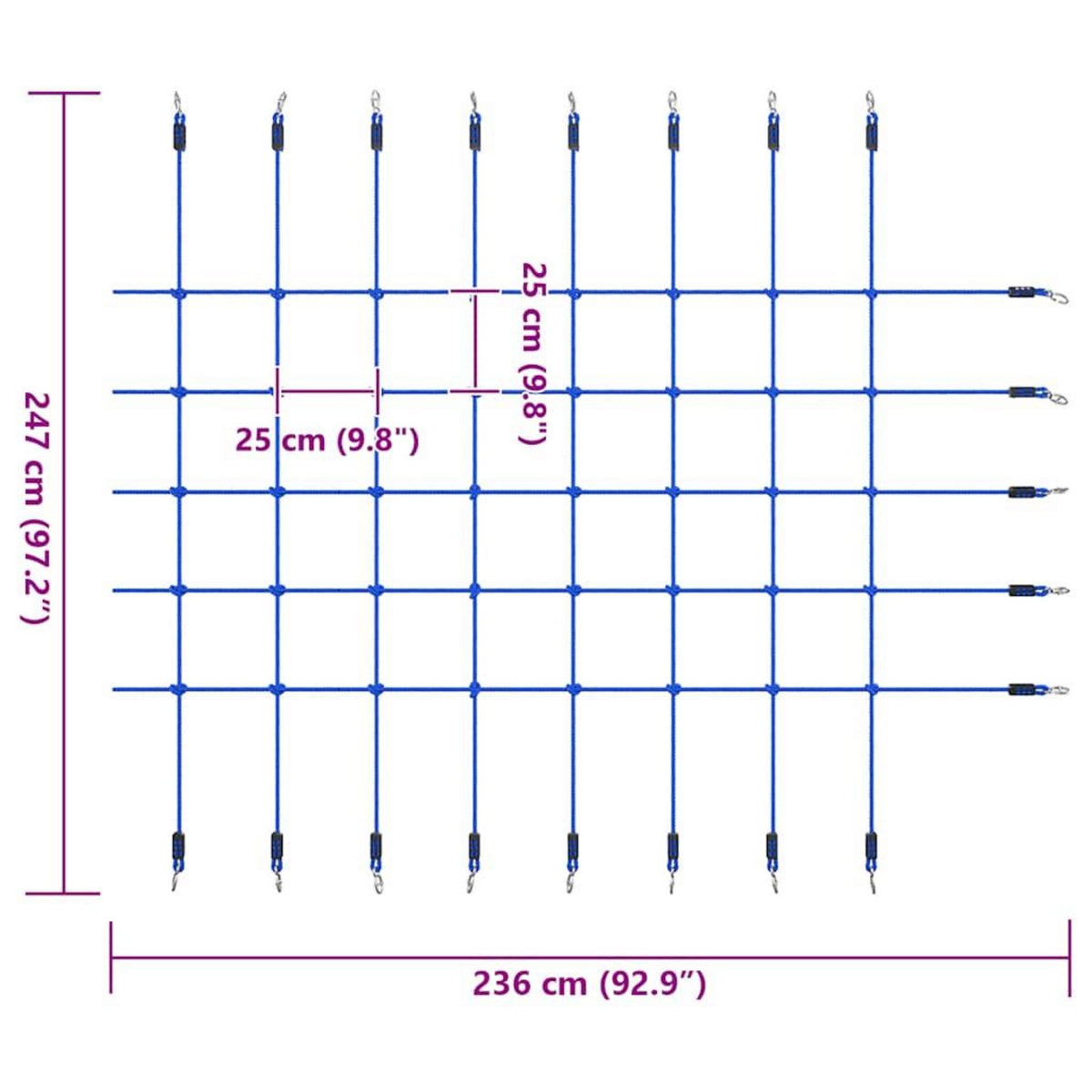 VIDAXL Filet d'escalade 200x150 cm Bleu