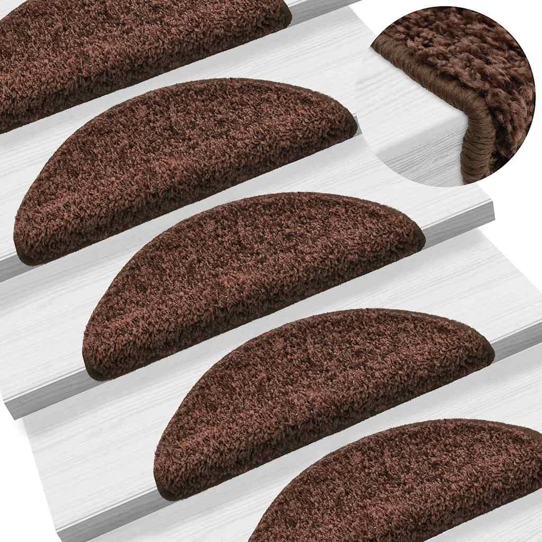 Voir la diapositive 5 : VIDAXL Tapis d'escalier 20 pcs marron 56x17x3 cm