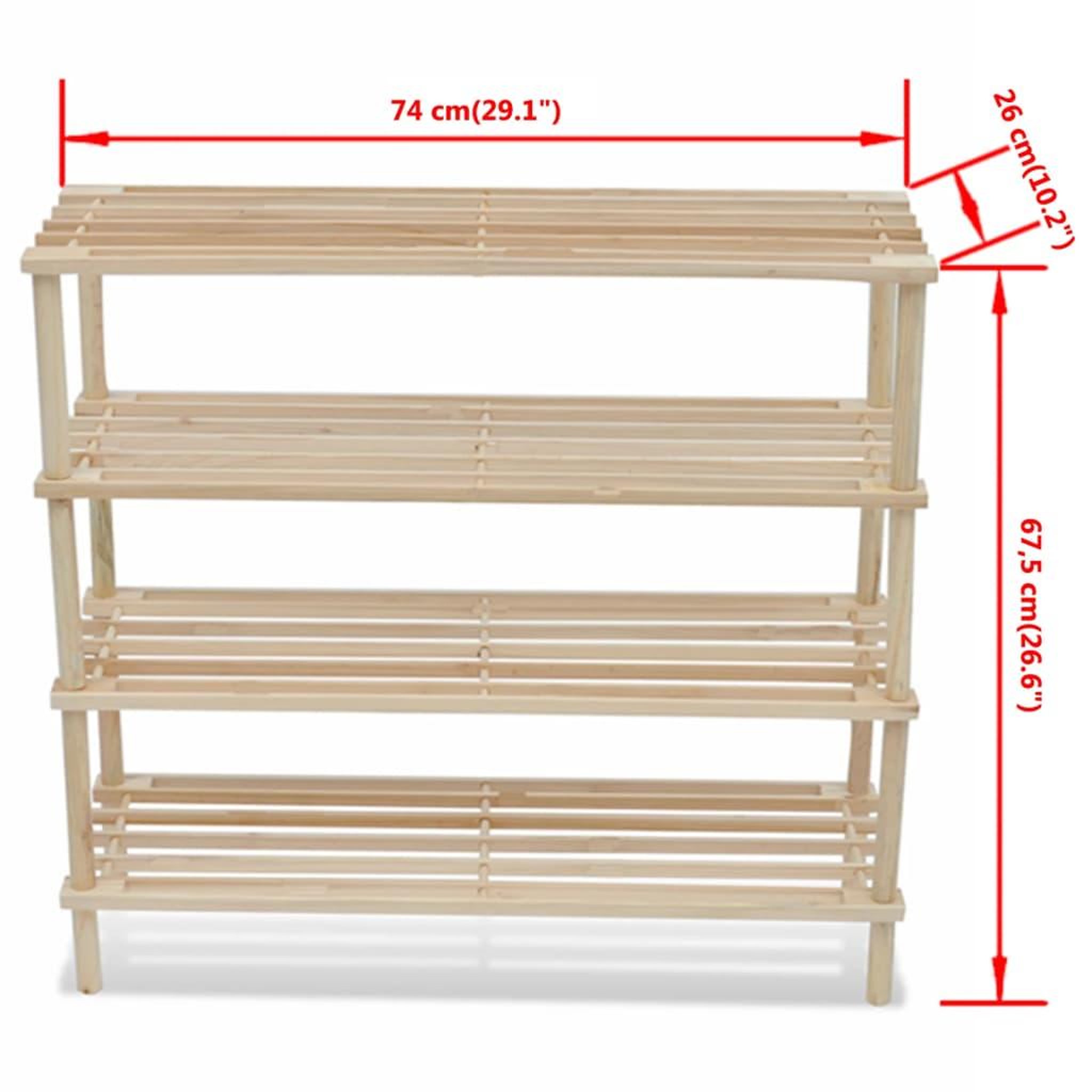 Voir la diapositive 5 : VIDAXL Range-chaussures a 4 etageres 2 pcs Bois de sapin solide