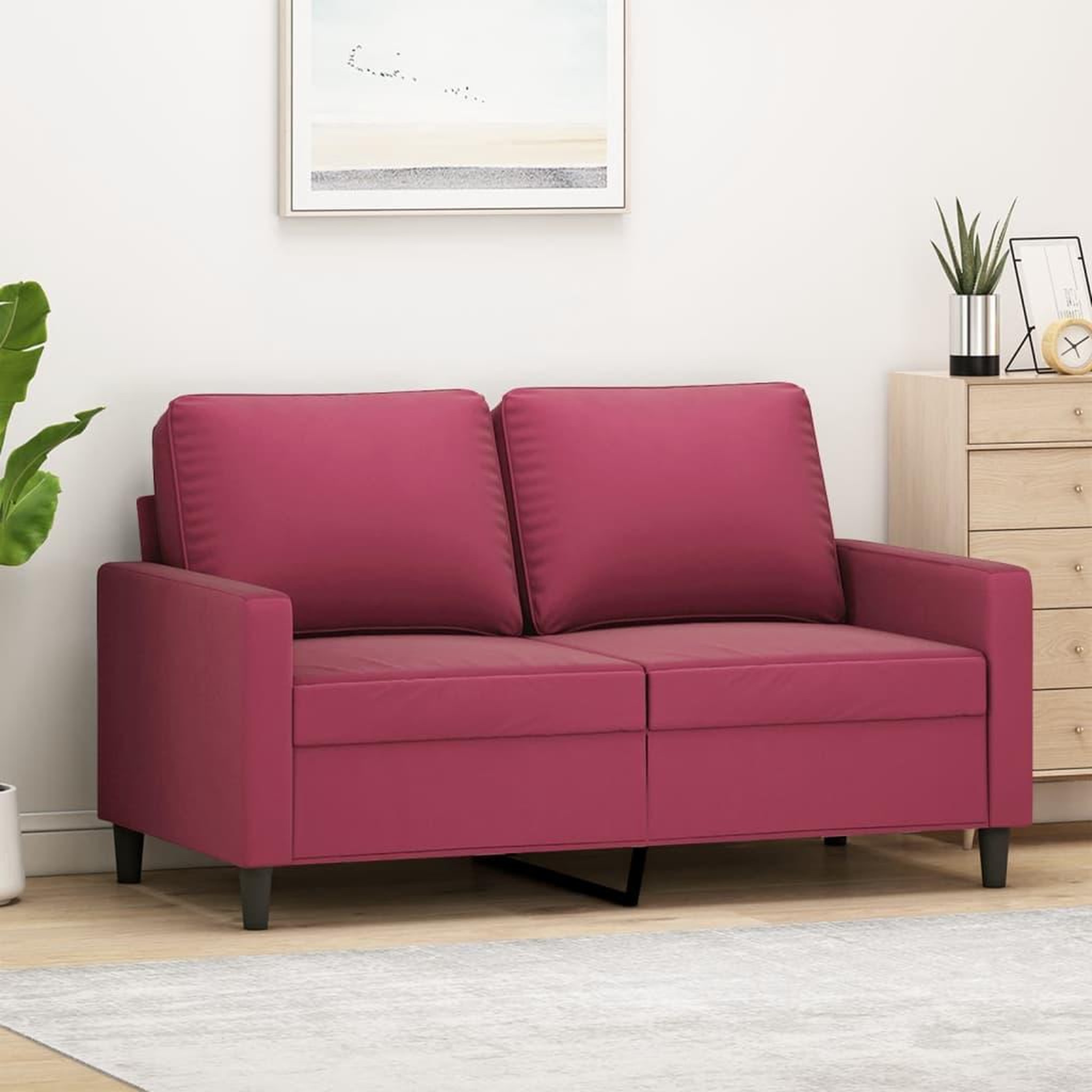 VIDAXL Canape a 2 places Rouge bordeaux 120 cm Velours
