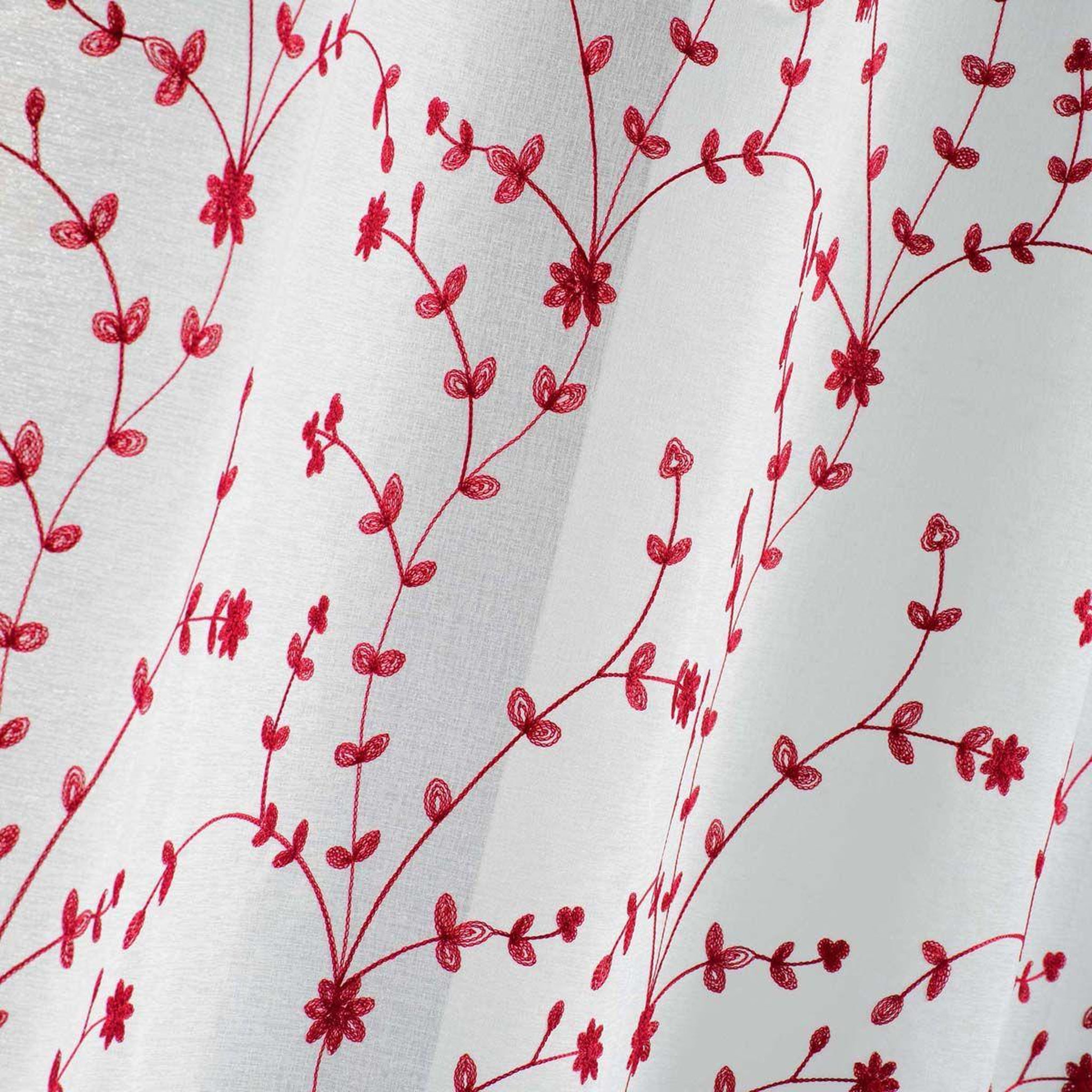 Voir la diapositive 2 : Douceur d'Intérieur Paire de voilages  petite fleur  60x160cm blanc & rouge