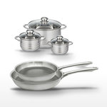 ELO Lot de 2 poêles 24/28 cm et 3 faitouts 12/14/20 cm Elo Relief Passion