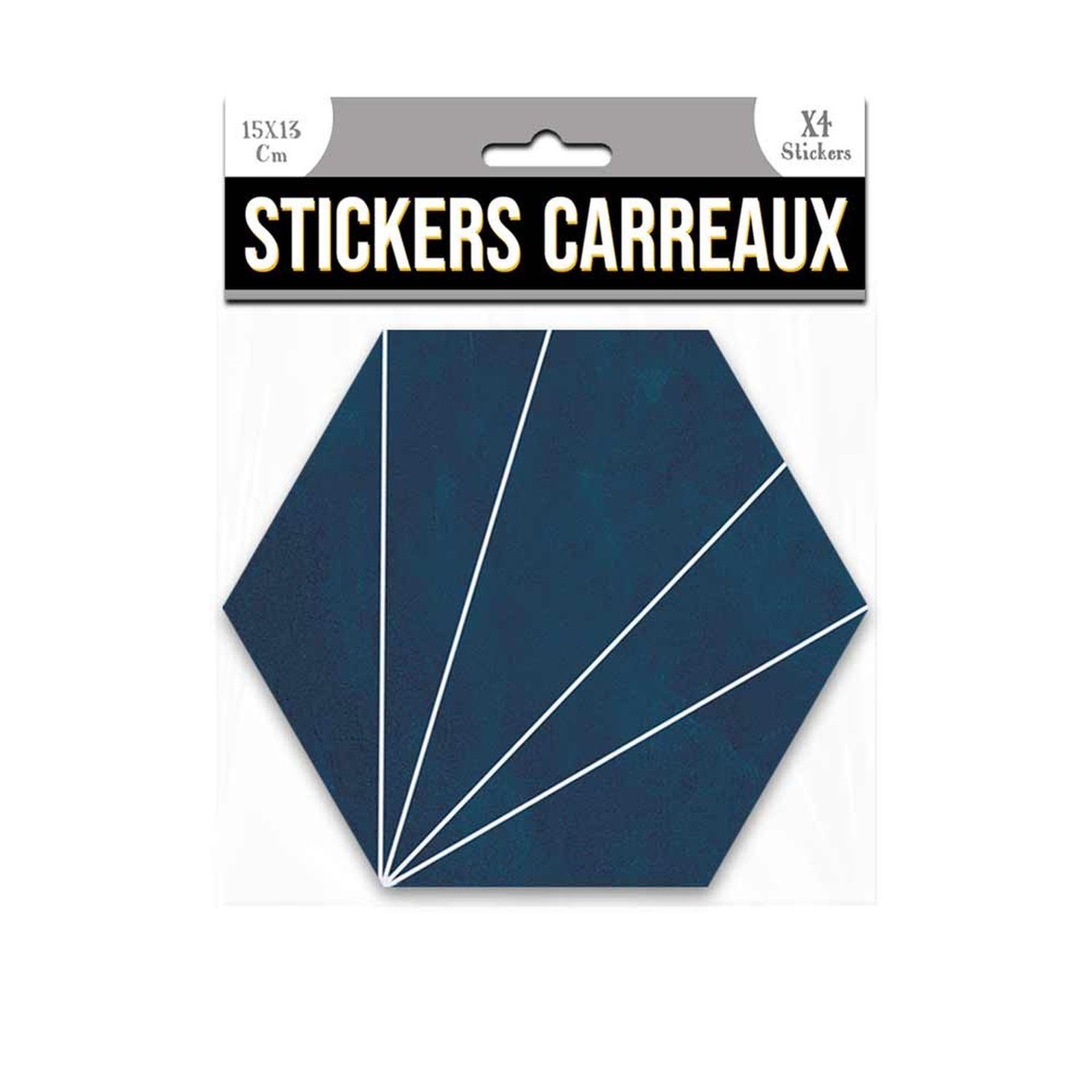 SUD TRADING 4 stickers hexagonal  - 15 x 13 cm - bleu