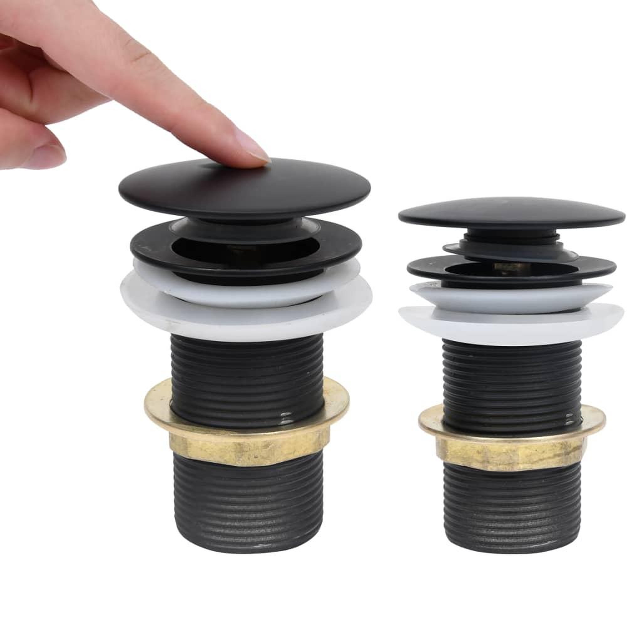 Voir la diapositive 2 : VIDAXL Drain a poussoir sans debordement Noir 6,4x6,4x9,1 cm