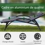 Voir la diapositive 4 : OUTSUNNY Bain de soleil transat design contemporain inclinable multi-positions repose-pied réglable tétière incluse alu textilène gris