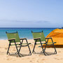 Voir la diapositive 2 : OUTSUNNY Lot de 2 chaises de plage camping pliantes - structure en aluminium avec sac de transport - dim. 55L x 55l x 66H cm vert