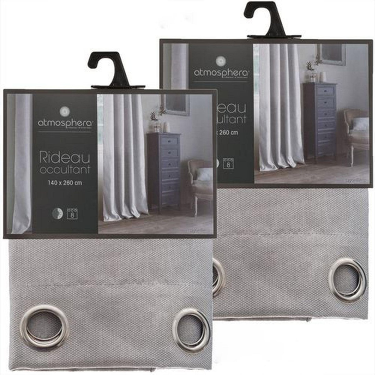 TOILINUX Lot de 2 Rideaux occultants Elena en Polyester