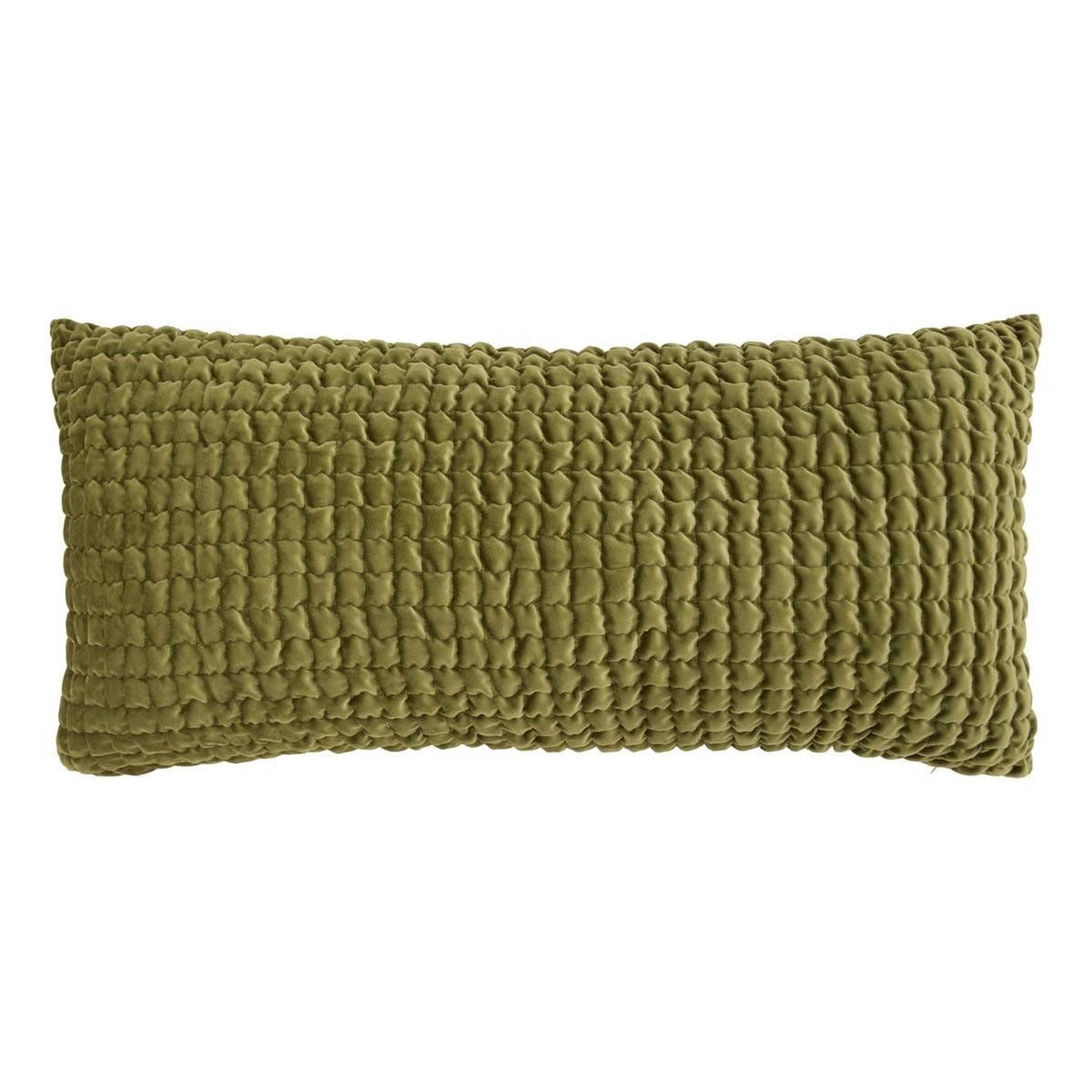 ATMOSPHERA Coussin déco en velours 3d  belli  35x75cm vert kaki
