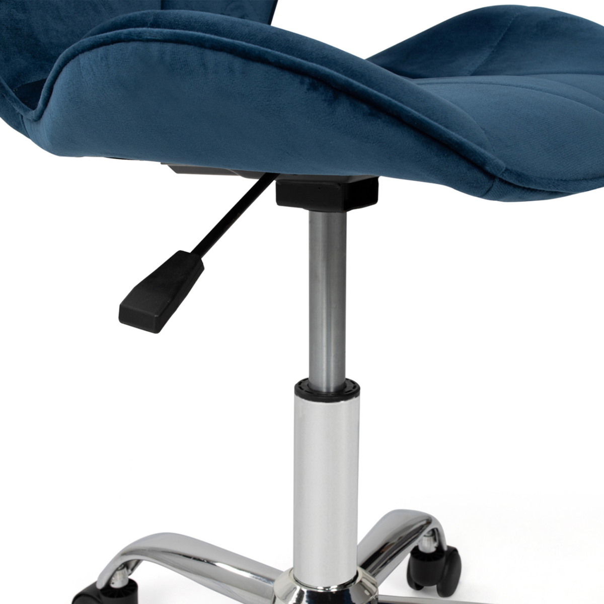 ID MARKET Chaise de bureau ROBINE velours bleu à roulettes