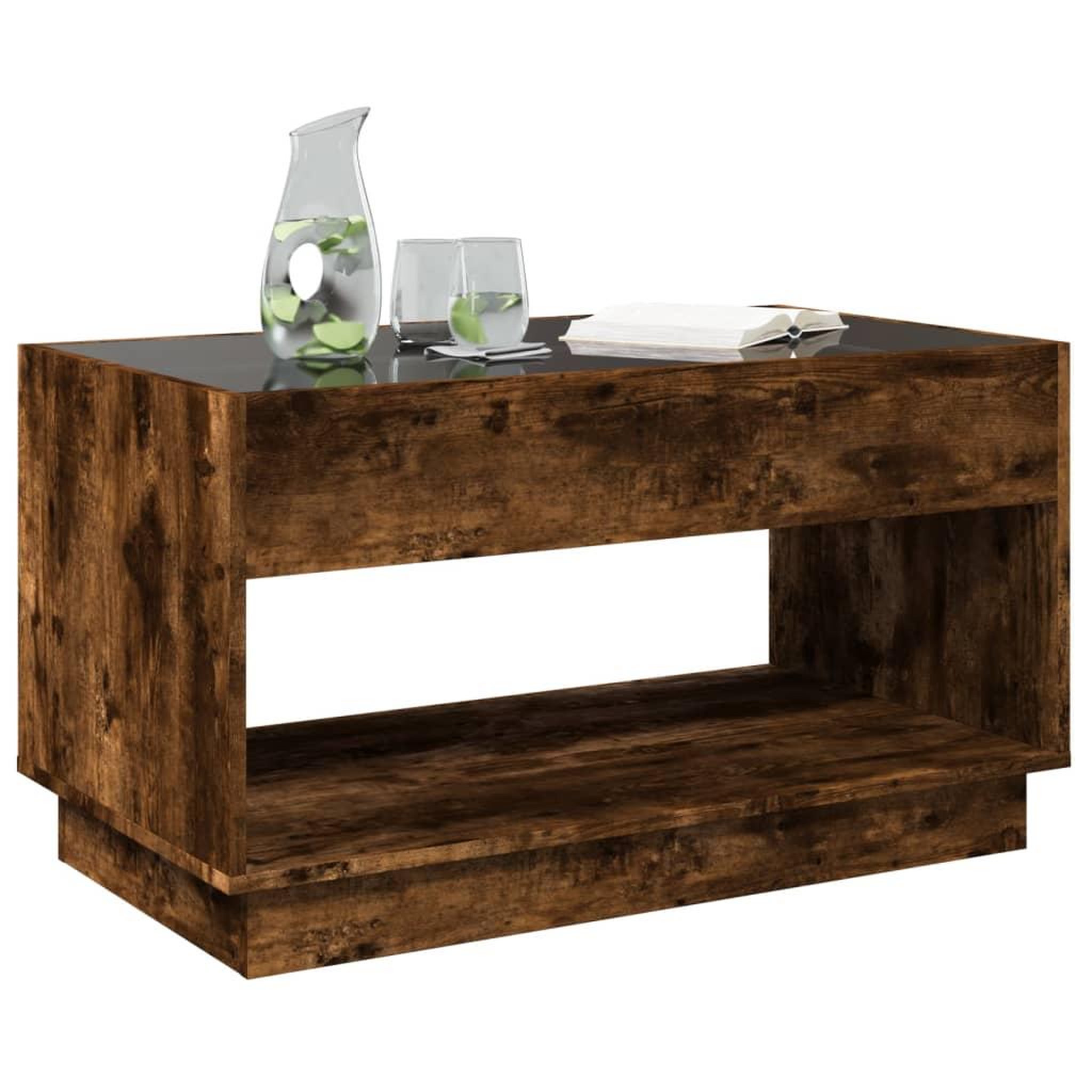 Voir la diapositive 4 : VIDAXL Table basse avec LED infini chene fume 90x50x50 cm