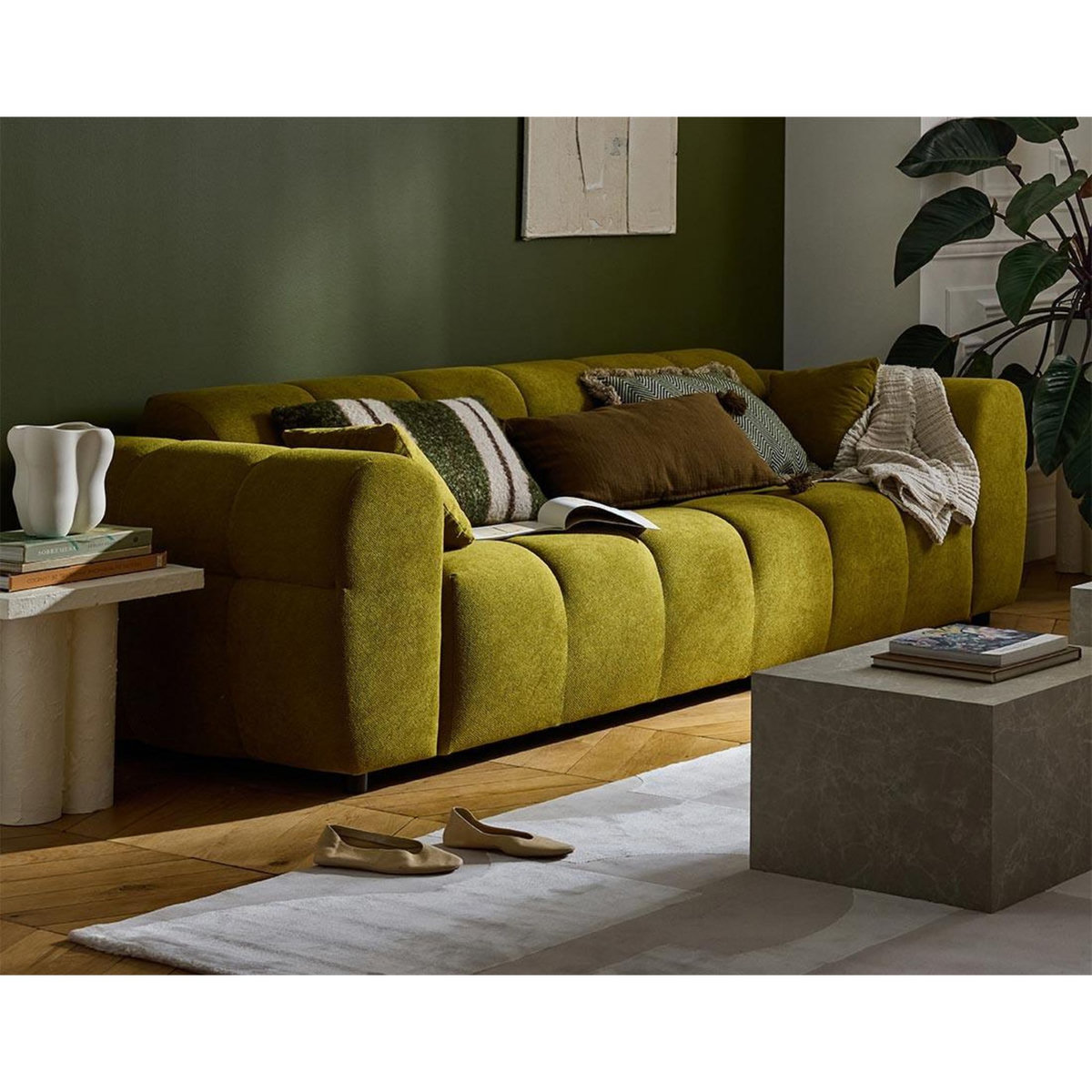 LISA DESIGN Ray - canapé droit 3 places en tissu texturé