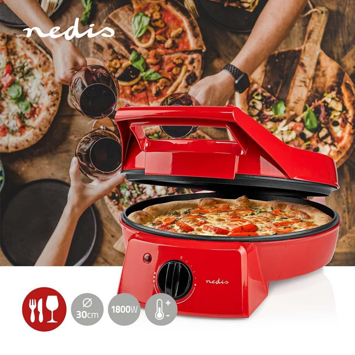 NEDIS Four à Pizza électrique portable 1800W Minuterie NEDIS