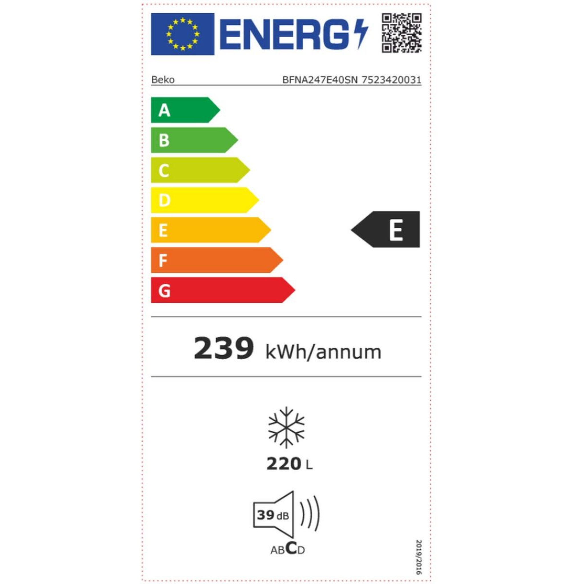 Voir la diapositive 2 : Beko Congélateur intégrable à glissière 220l - bfna247e40sn