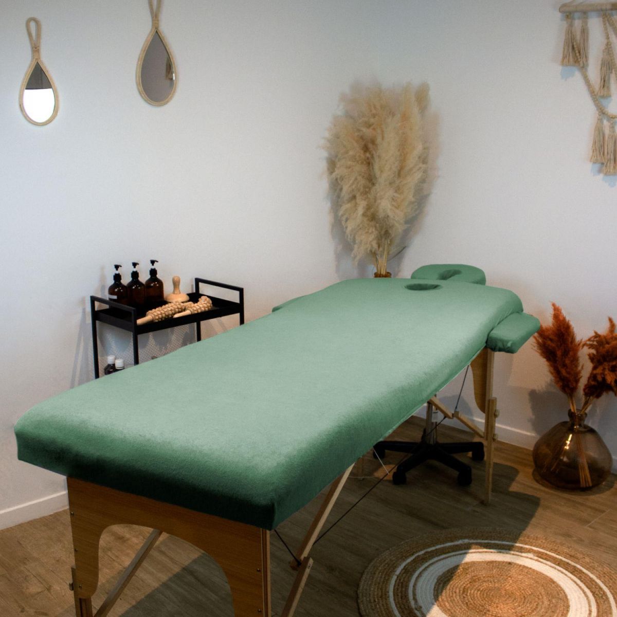 VIVEZEN Kit complet de housses pour table de massage - Éponge - Vert pastel