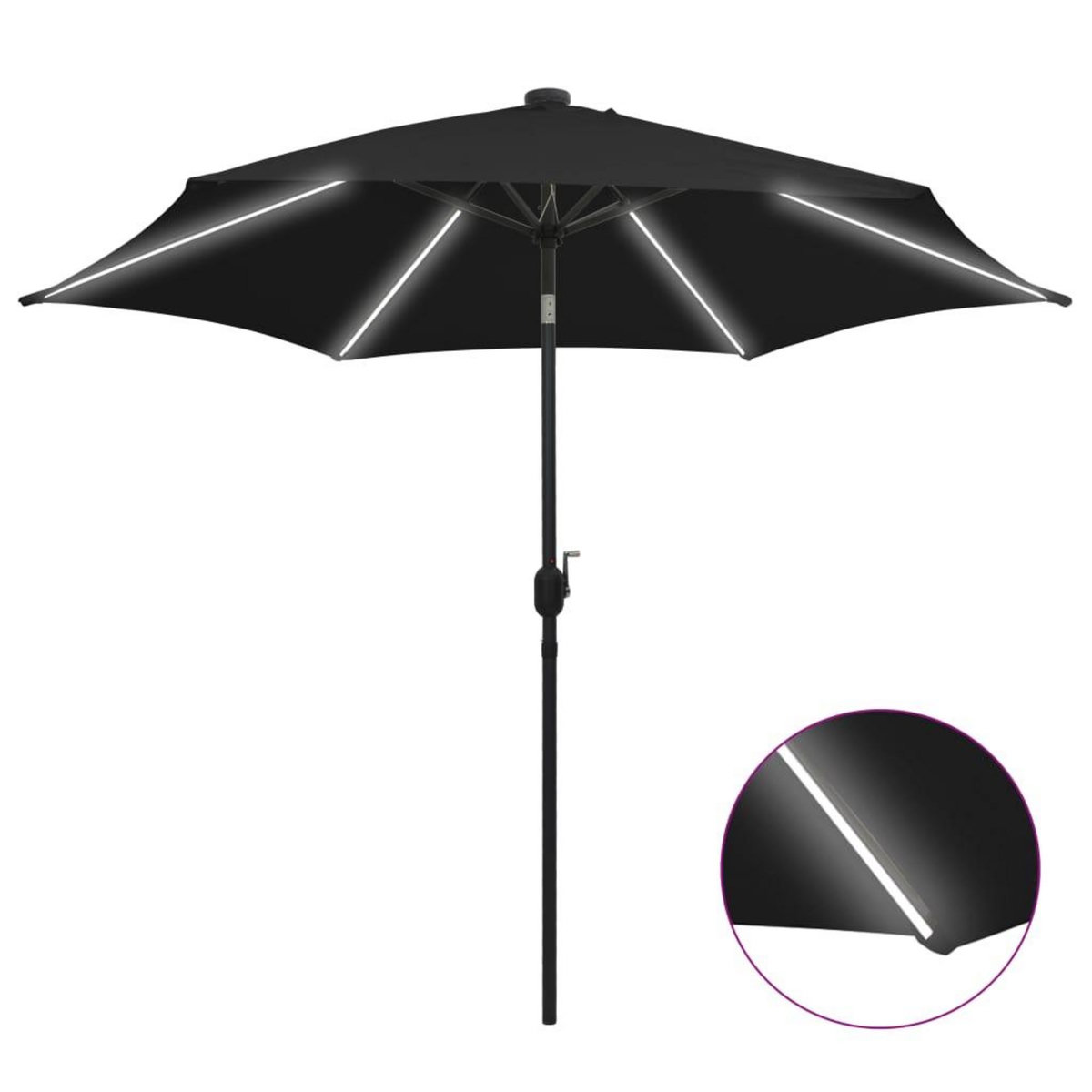 VIDAXL Parasol de jardin avec lumieres LED et mat en aluminium noir