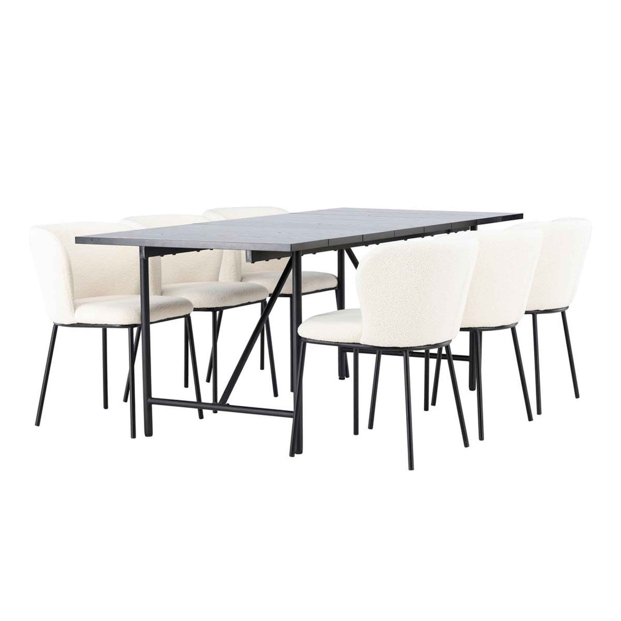 Paris Prix Ensemble table à manger & 6 chaises  astrid & edina  200cm noir & blanc
