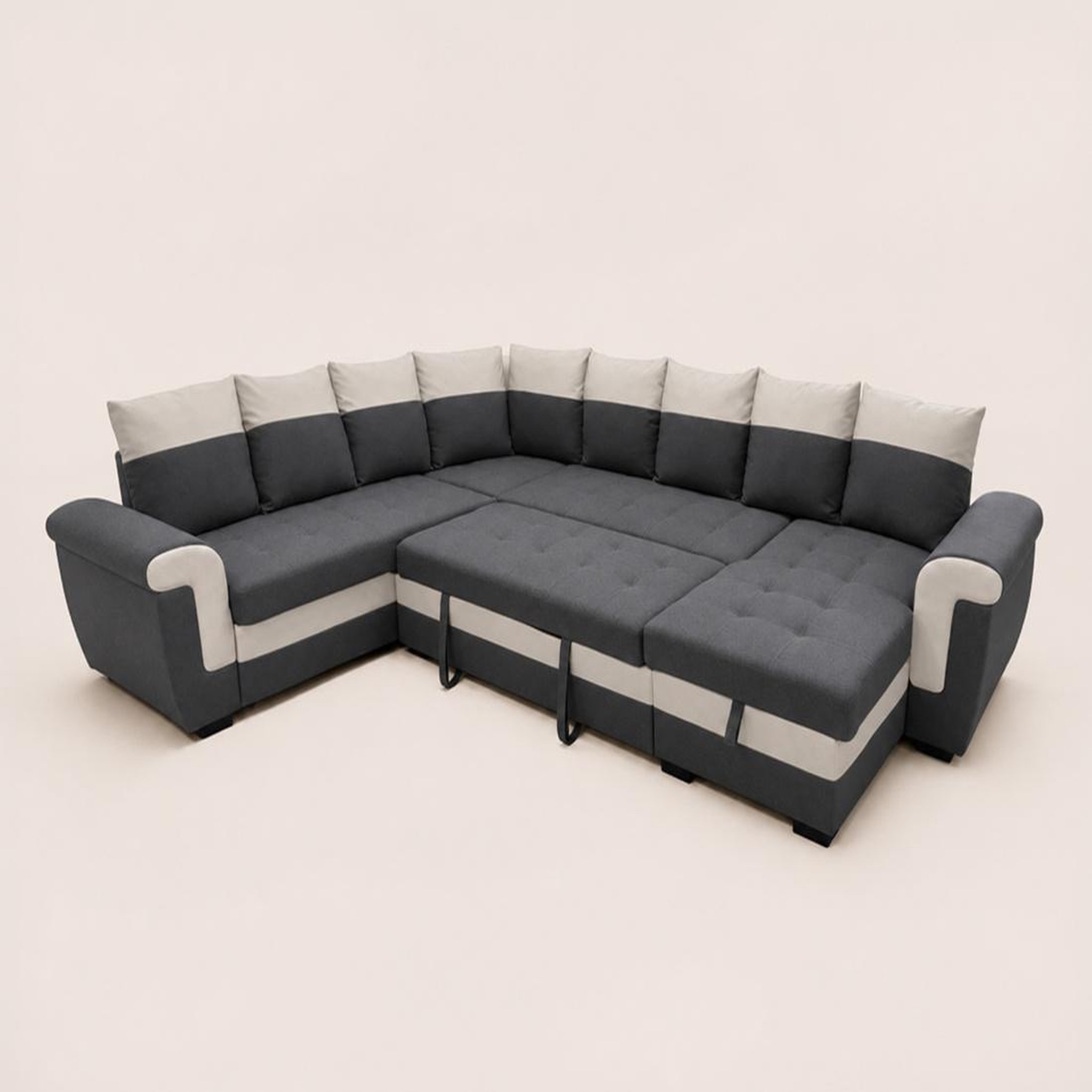 Voir la diapositive 5 : BEST MOBILIER Henry - canapé panoramique d'angle réversible - 7 places - convertible avec coffre - en tissu et pu