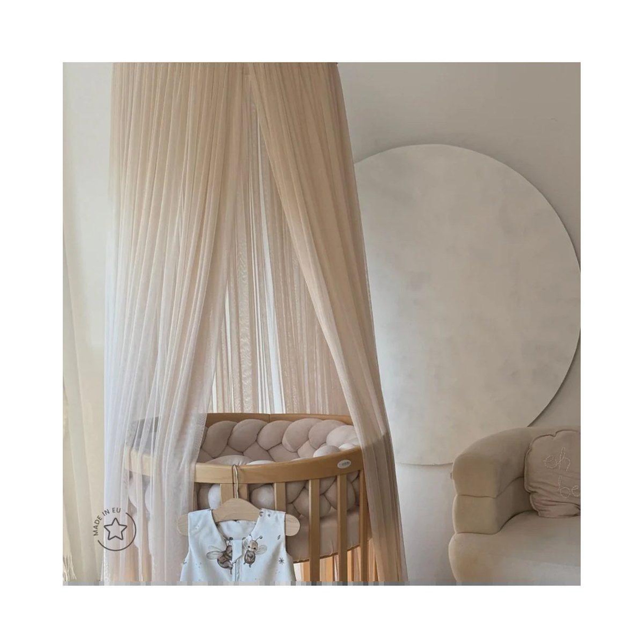Voir la diapositive 5 : WALDIN Ciel de lit en tulle à fixer au plafond - beige