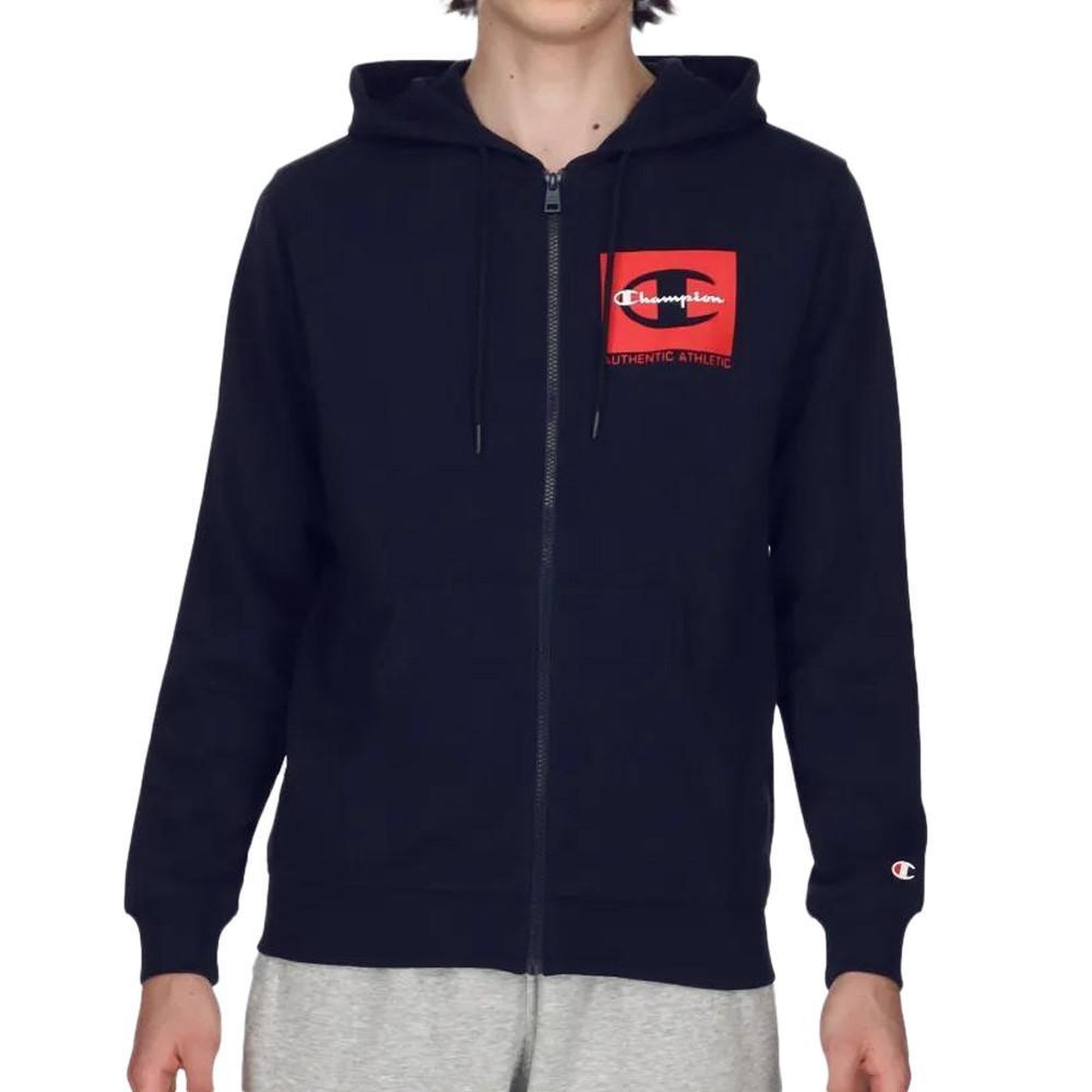 CHAMPION Sweat Zippée  Homme Champion Classic Label. Coloris disponibles : Bleu