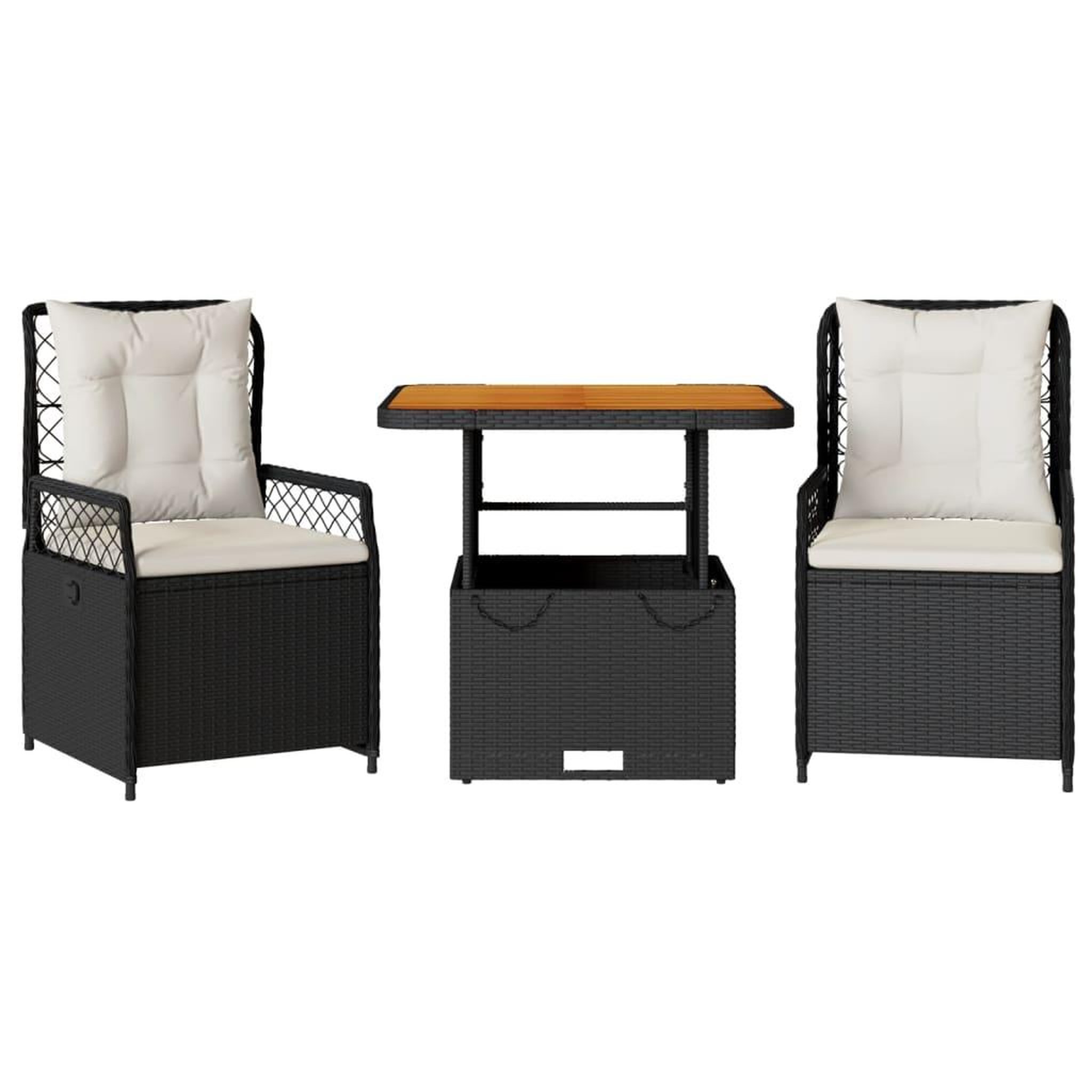 Voir la diapositive 2 : VIDAXL Ensemble a manger de jardin avec coussins 3 pcs Noir