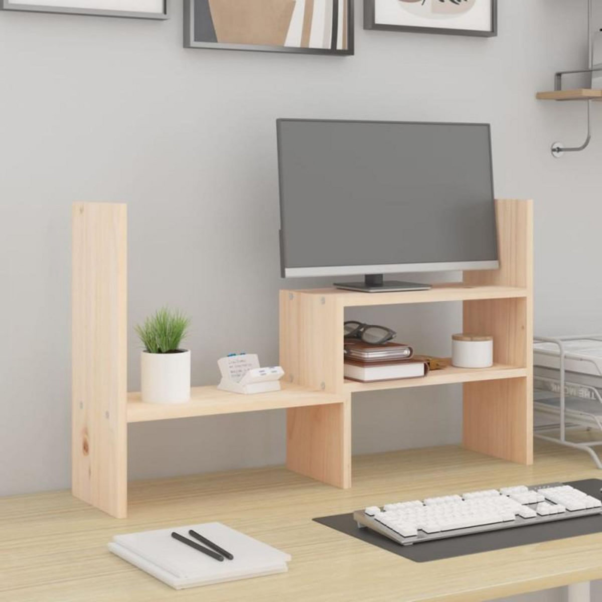 VIDAXL Support pour moniteur (39 72)x17x43 cm Bois de pin solide